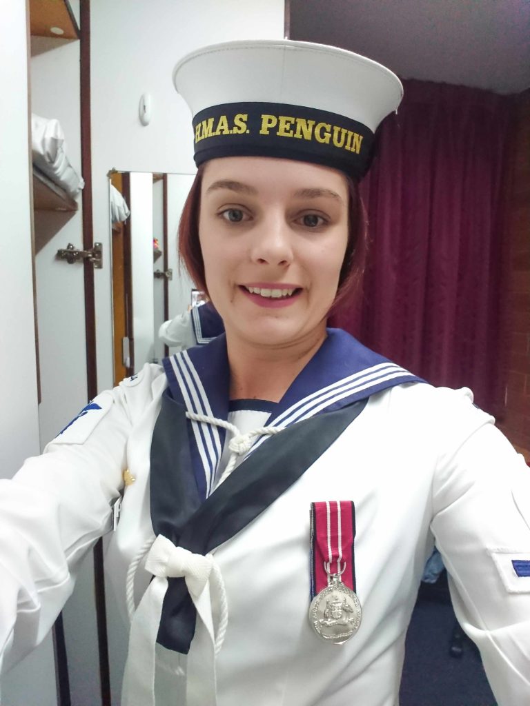 Sarah Wheeler, who is studying a nursing degree online, in her Navy uniform