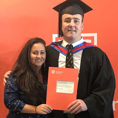 Tradie Hamish McCormack made a career change after graduating with a Bachelor of Laws.