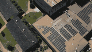 Charles Sturt uses renewable energy sources like these solar power panels.