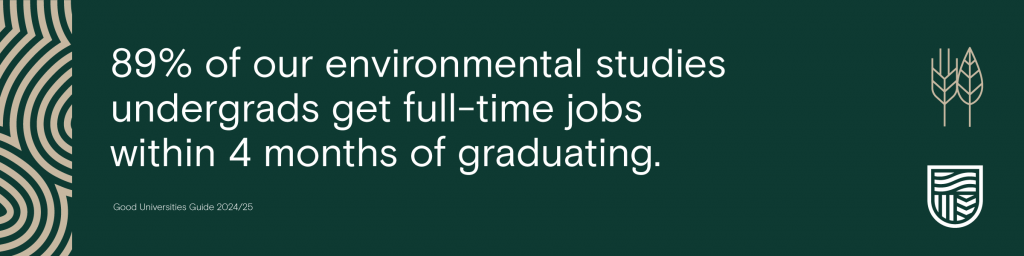 89% of our environmental studies undergrads get full-time jobs within 4 months of graduating.*