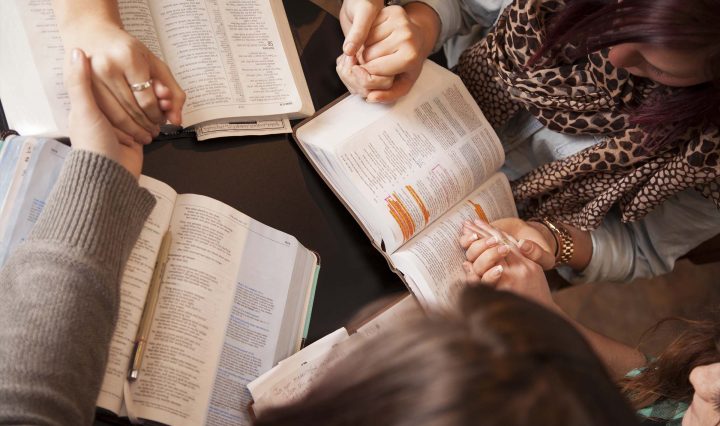 group of people studying the bible