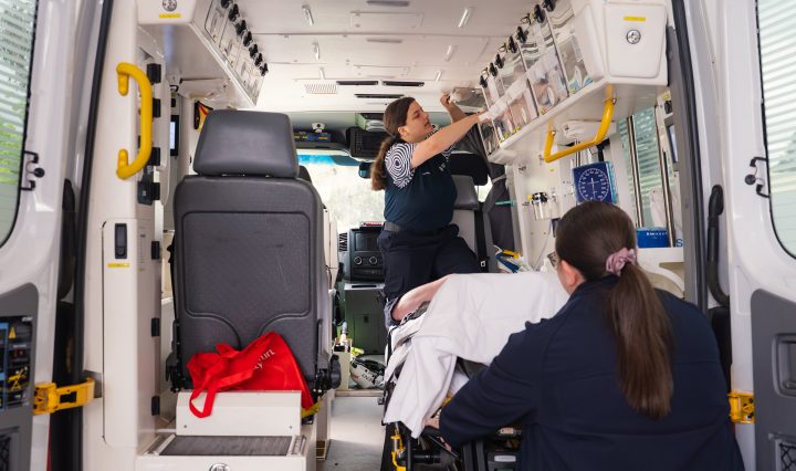 Paramedics in ambulance