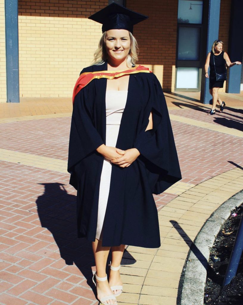 Maddy Bowers at her graduation ceremony before starting her nursing career