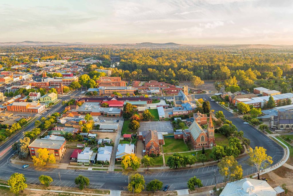 An aerial photo of Wagga Wagga