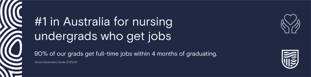 #1 in Australia for nursing undergrads who get jobs.

Good Universities Guide 2023/24