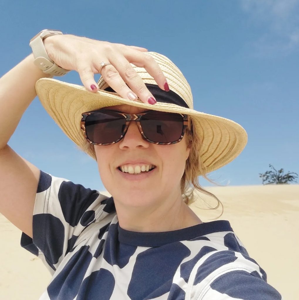 Erica, who is studying at Charles Sturt to make a switch to teaching, in a desert landscape