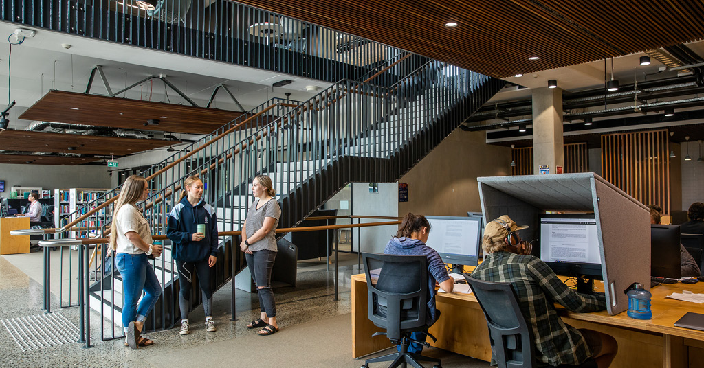 Students in the campus library