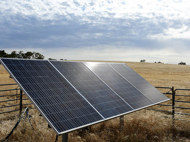 Solar panels in a field