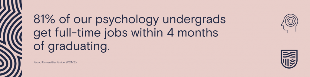 81% of our psychology undergrads are employed full-time within 4 months of graduating.*