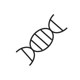 A black stroke icon of a strand of DNA