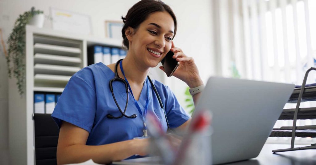 health clinician on the phone
