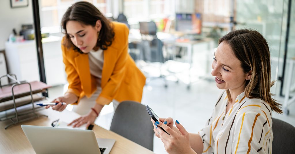 two women working